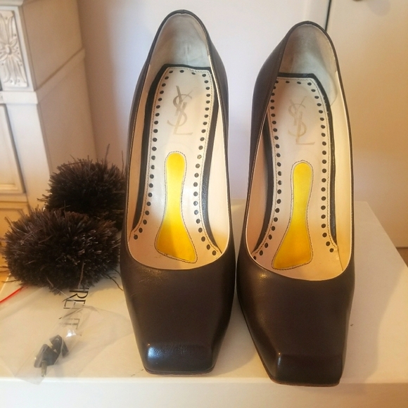 YvesSaintLaurent Brown Leather Pumps Sz 39 - Picture 3 of 9